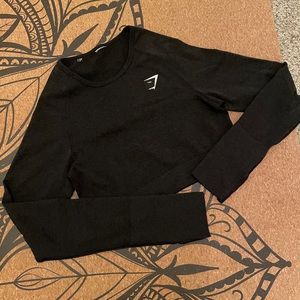 Gymshark Vital Seamless Long Sleeve Crop Top - Black Marl